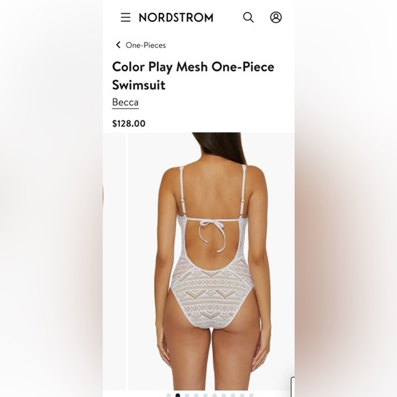 Becca Bora Bora Mesh One-Piece Swimsuit White/Nude Color play NWT Size Med - Picture 10 of 10